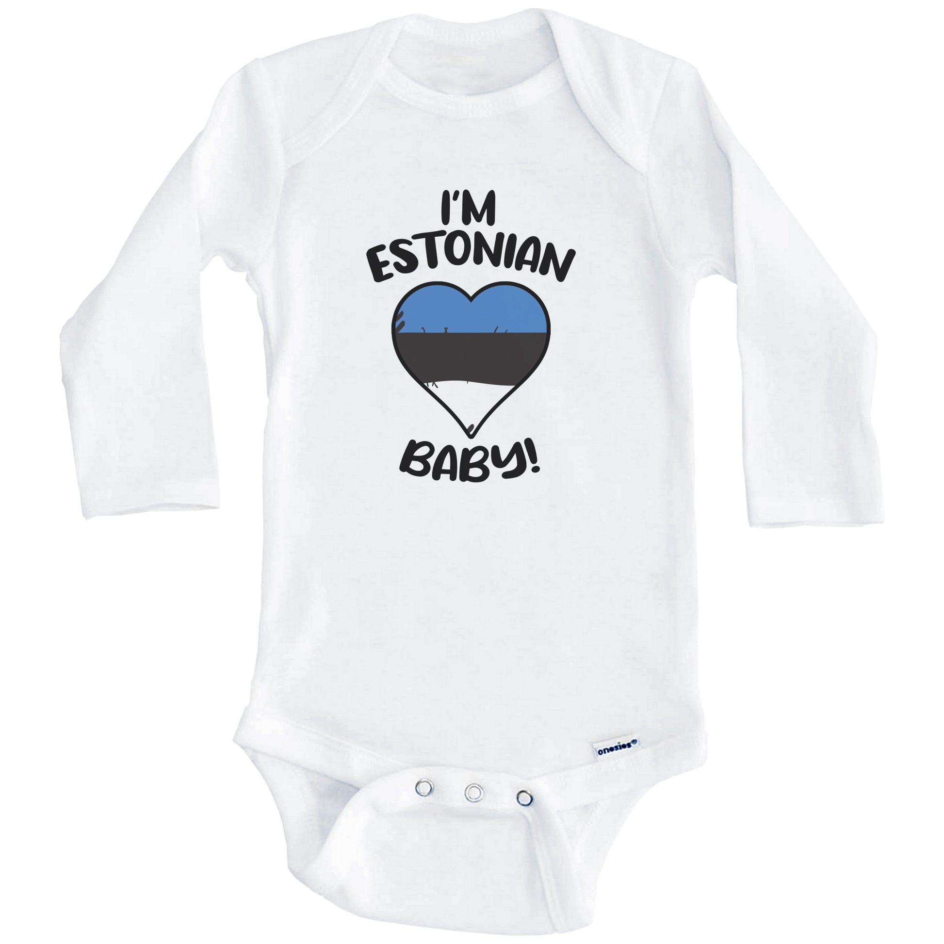 I'm Estonian Baby Funny Estonia Flag Heart Baby Bodysuit (Long Sleeves)