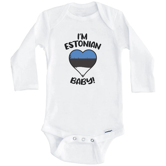 I'm Estonian Baby Funny Estonia Flag Heart Baby Bodysuit (Long Sleeves)