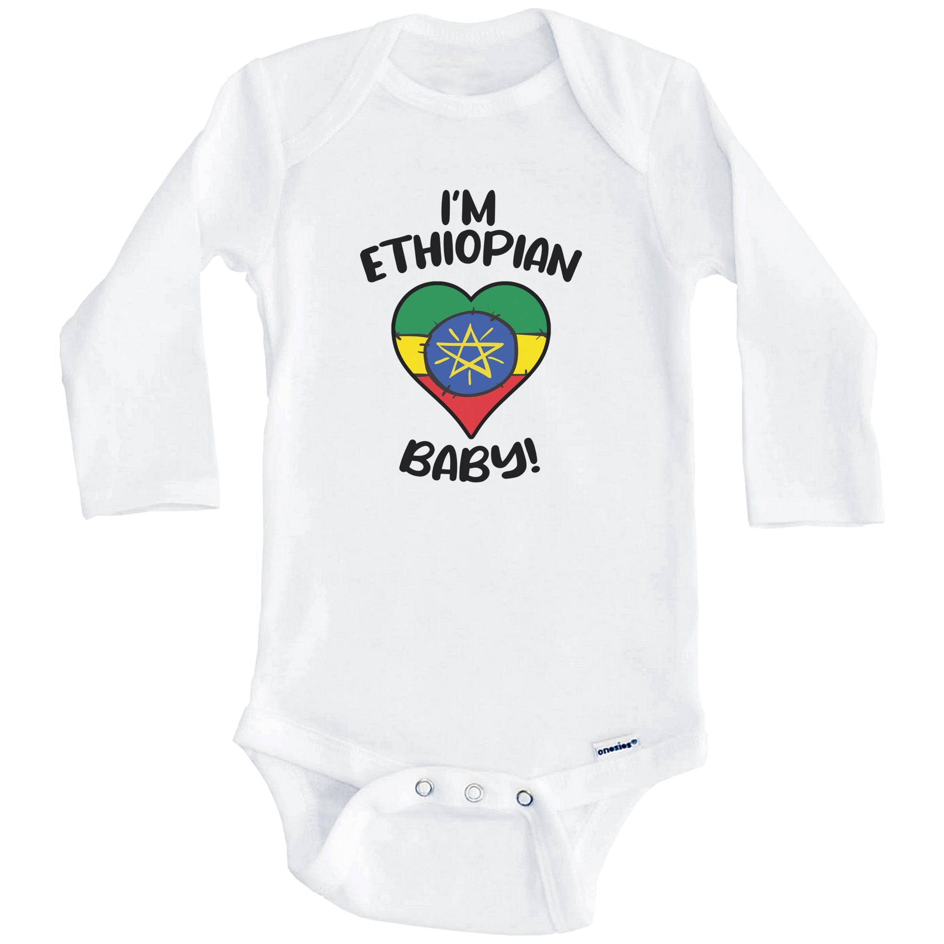 I'm Ethiopian Baby Funny Ethiopia Flag Heart Baby Bodysuit (Long Sleeves)