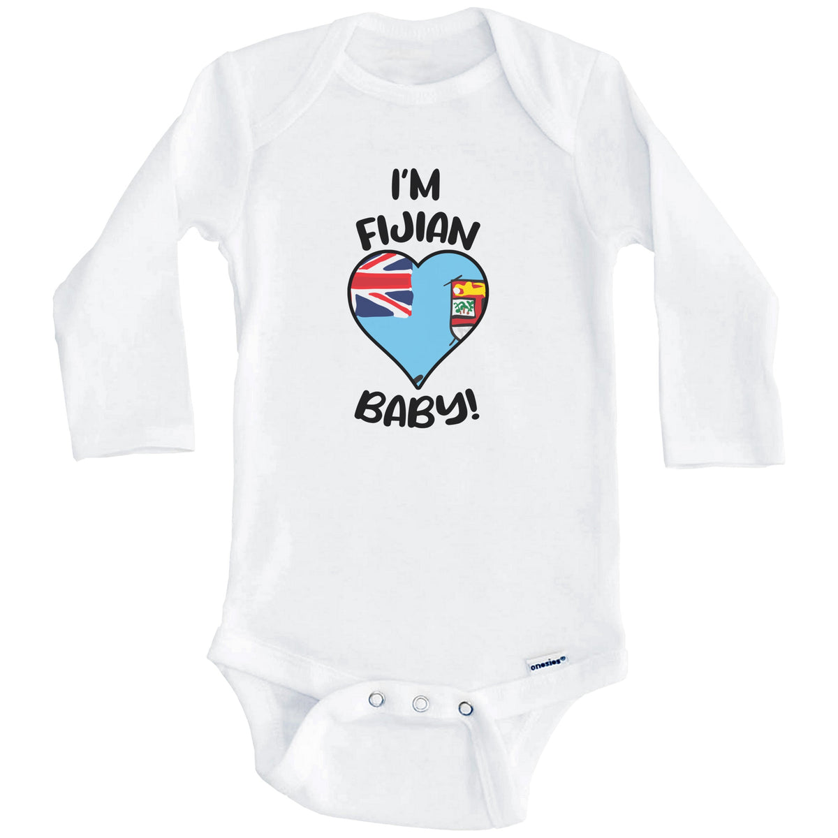 I'm Fijian Baby Funny Fiji Flag Heart Baby Bodysuit (Long Sleeves)