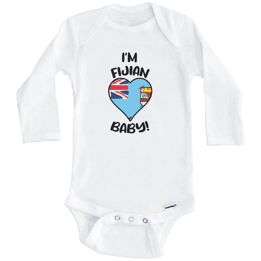 I'm Fijian Baby Funny Fiji Flag Heart Baby Bodysuit (Long Sleeves)