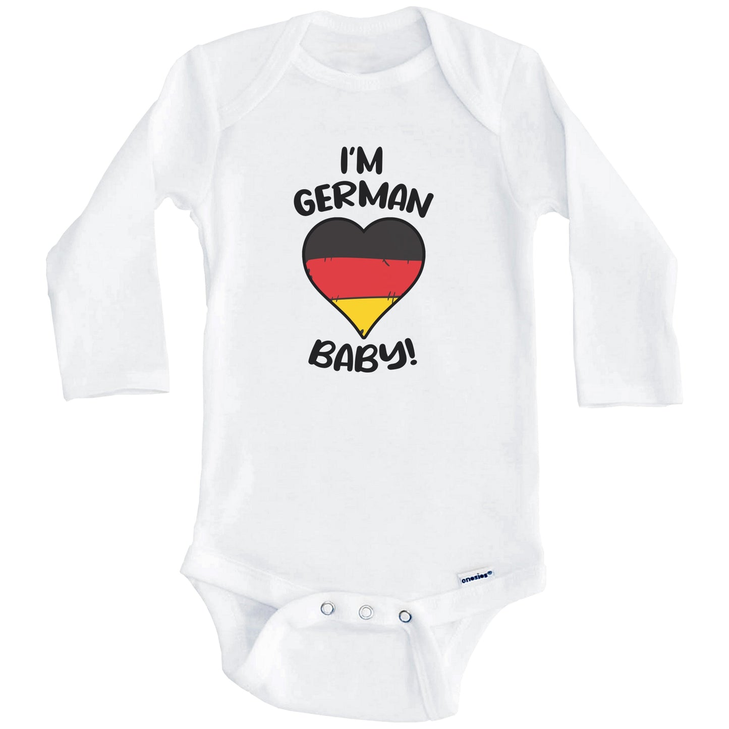 I'm German Baby Funny Germany Flag Heart Baby Bodysuit (Long Sleeves)