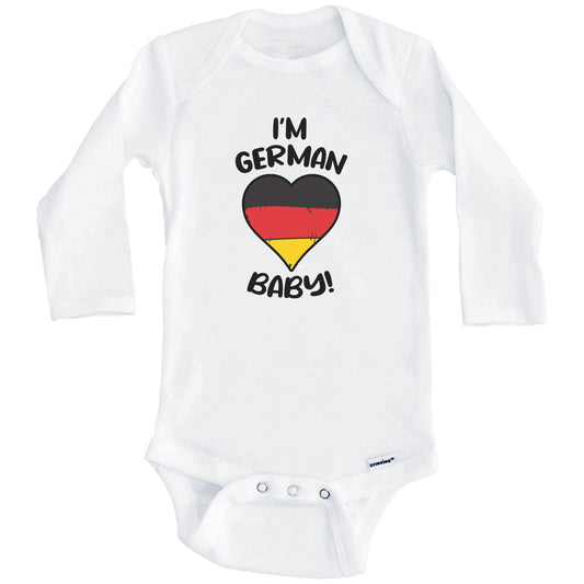 I'm German Baby Funny Germany Flag Heart Baby Bodysuit (Long Sleeves)