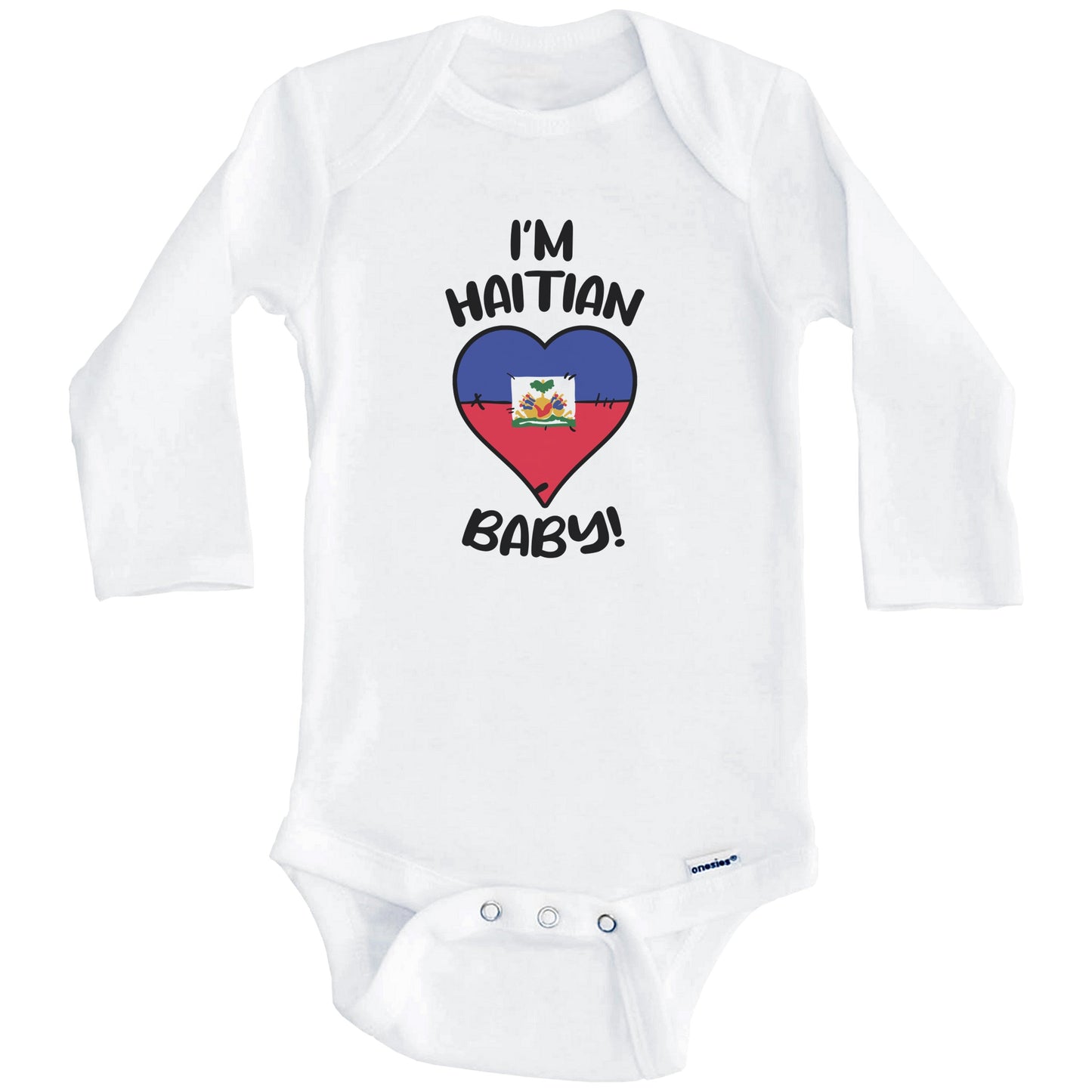 I'm Haitian Baby Funny Haiti Flag Heart Baby Bodysuit (Long Sleeves)