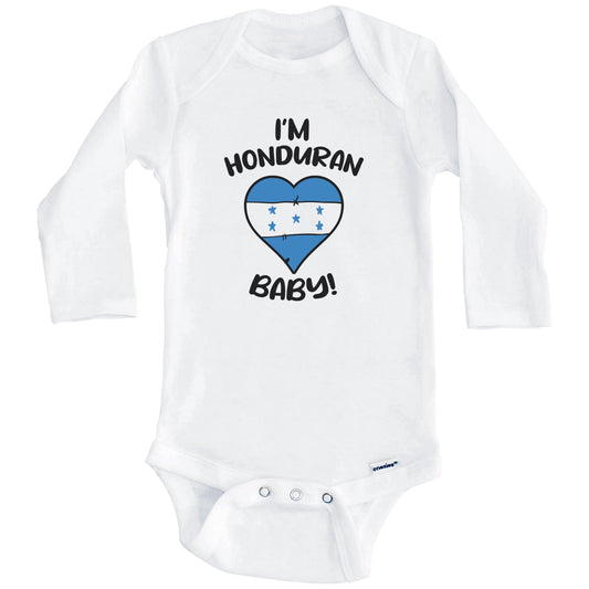 I'm Honduran Baby Funny Honduras Flag Heart Baby Bodysuit (Long Sleeves)