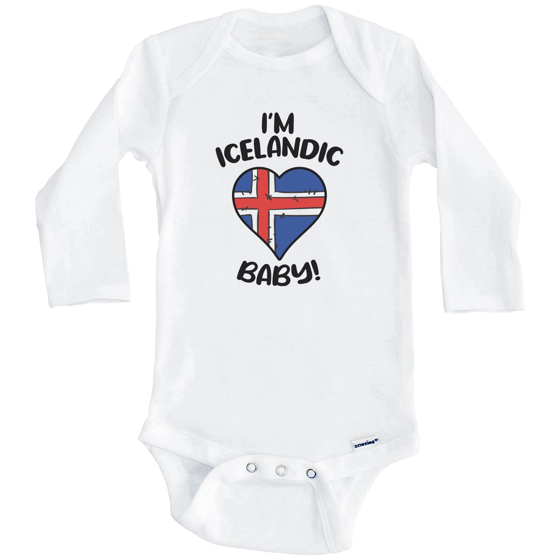 I'm Icelandic Baby Funny Iceland Flag Heart Baby Bodysuit (Long Sleeves)