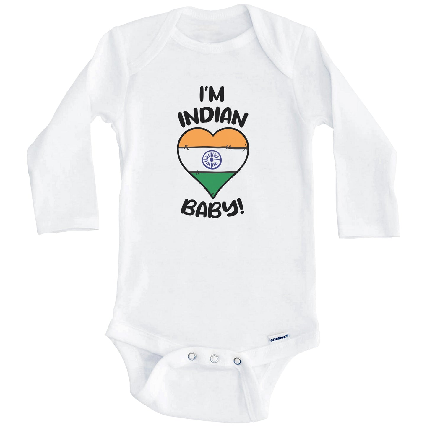 I'm Indian Baby Funny India Flag Heart Baby Bodysuit (Long Sleeves)