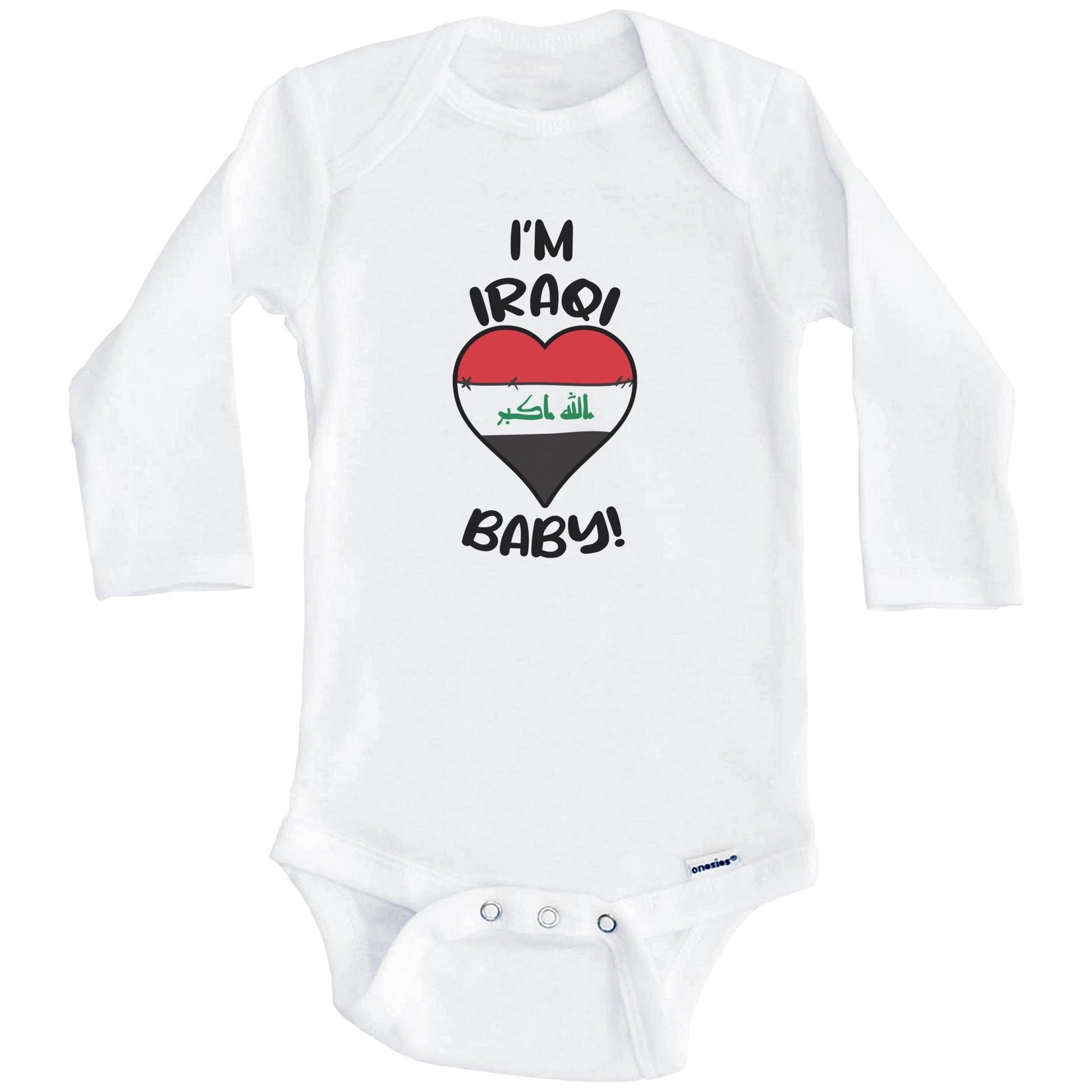 I'm Iraqi Baby Funny Iraq Flag Heart Baby Bodysuit (Long Sleeves)