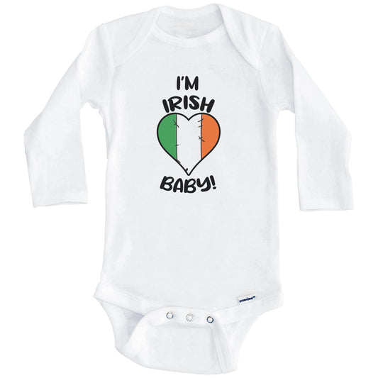 I'm Irish Baby Funny Ireland Flag Heart Baby Bodysuit (Long Sleeves)