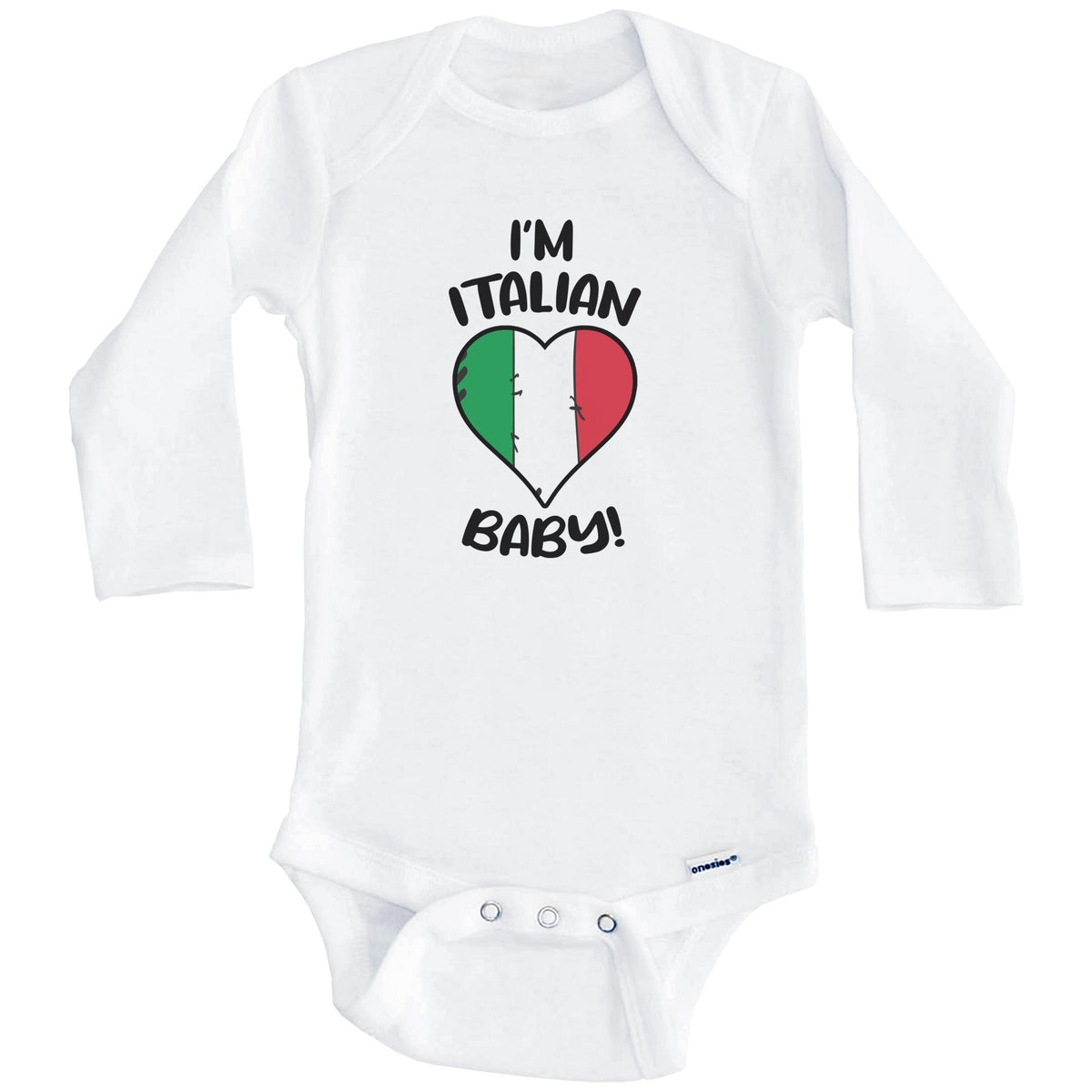 I'm Italian Baby Funny Italy Flag Heart Baby Bodysuit (Long Sleeves)