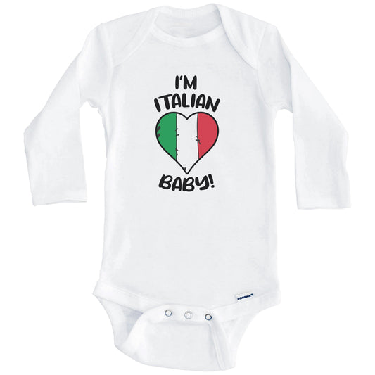 I'm Italian Baby Funny Italy Flag Heart Baby Bodysuit (Long Sleeves)