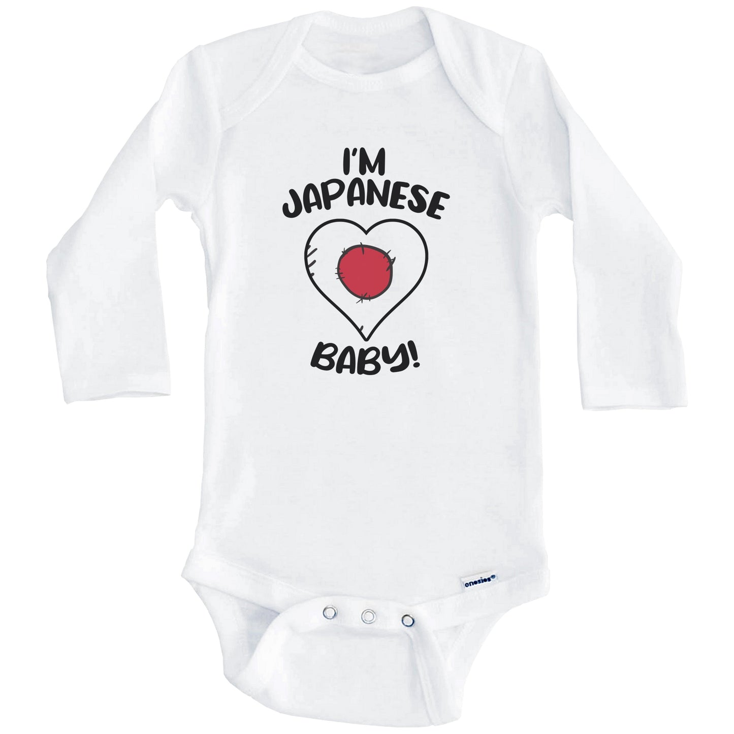 I'm Japanese Baby Funny Japan Flag Heart Baby Bodysuit (Long Sleeves)