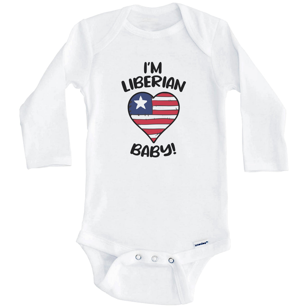 I'm Liberian Baby Funny Liberia Flag Heart Baby Bodysuit (Long Sleeves)