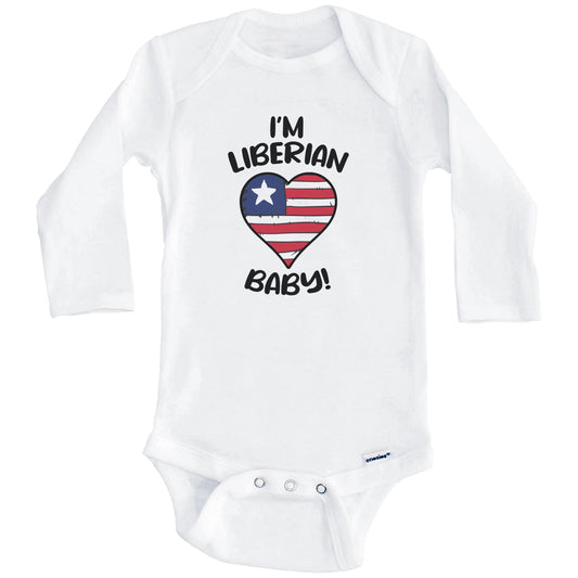 I'm Liberian Baby Funny Liberia Flag Heart Baby Bodysuit (Long Sleeves)