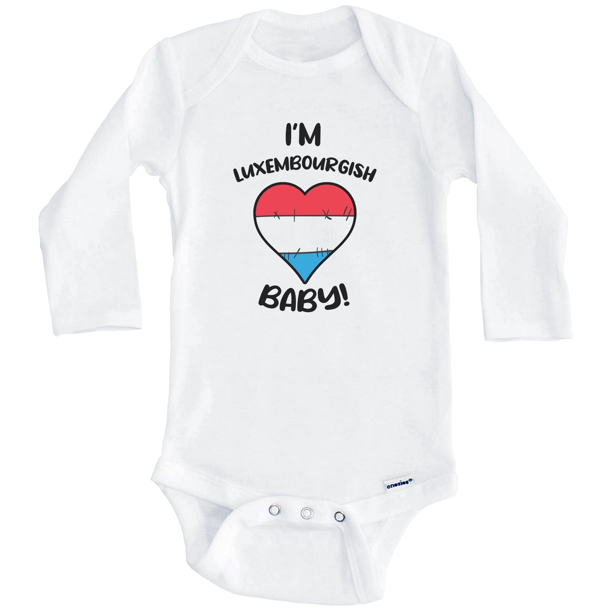 I'm Luxembourgish Baby Funny Luxembourg Flag Heart Baby Bodysuit (Long Sleeves)