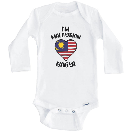 I'm Malaysian Baby Funny Malaysia Flag Heart Baby Bodysuit (Long Sleeves)