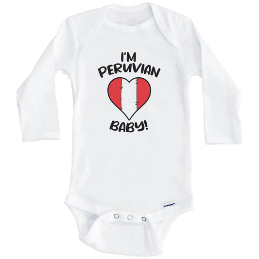 I'm Peruvian Baby Funny Peru Flag Heart Baby Bodysuit (Long Sleeves)