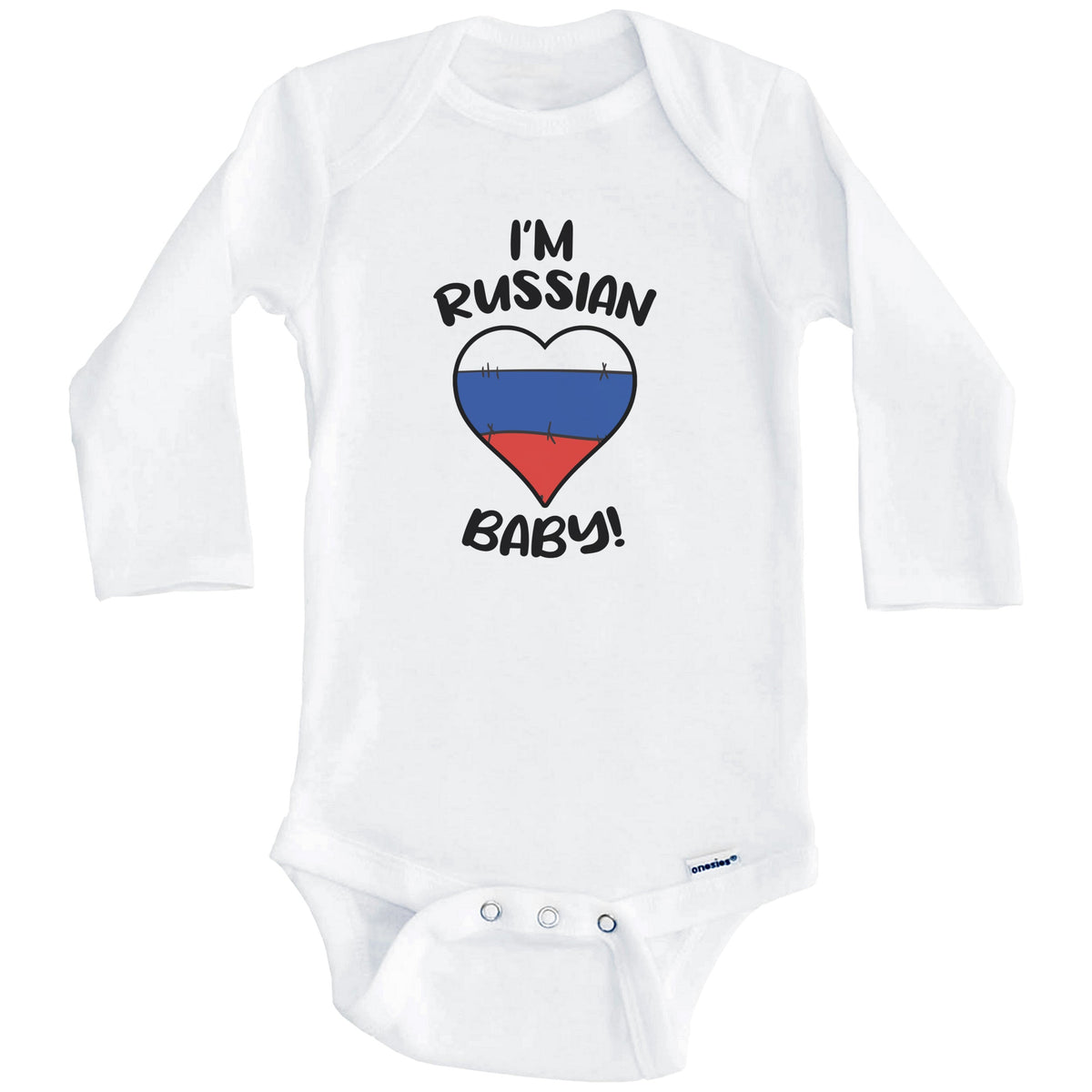 I'm Russian Baby Funny Russia Flag Heart Baby Bodysuit (Long Sleeves)