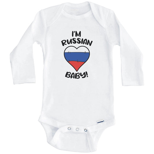 I'm Russian Baby Funny Russia Flag Heart Baby Bodysuit (Long Sleeves)