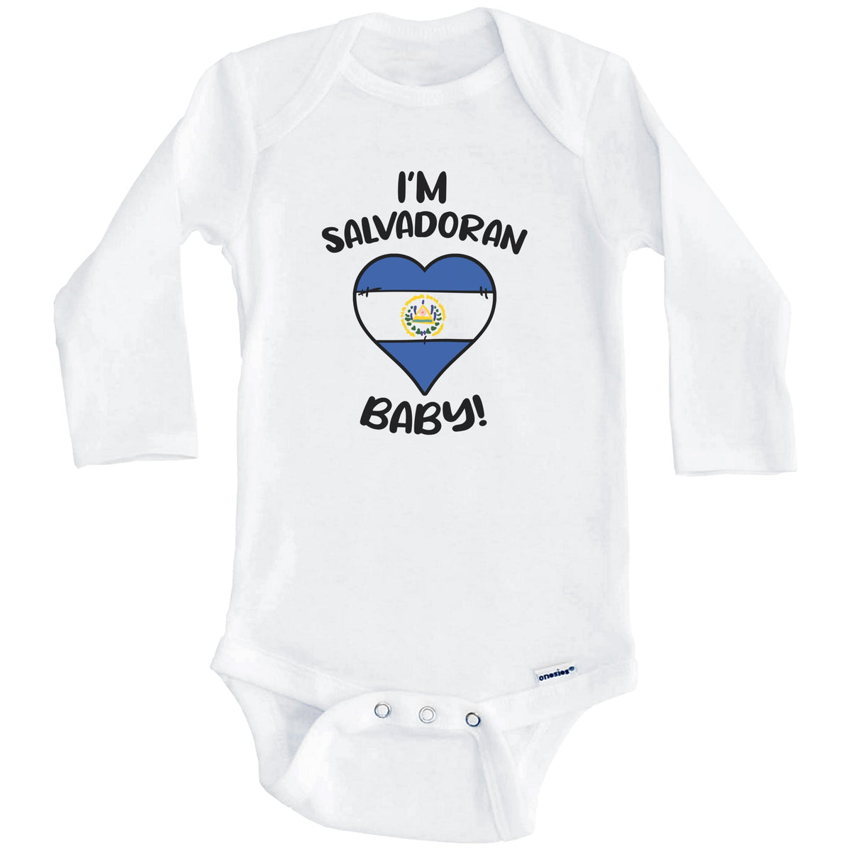 I'm Salvadoran Baby Funny El Salvador Flag Heart Baby Bodysuit (Long Sleeves)
