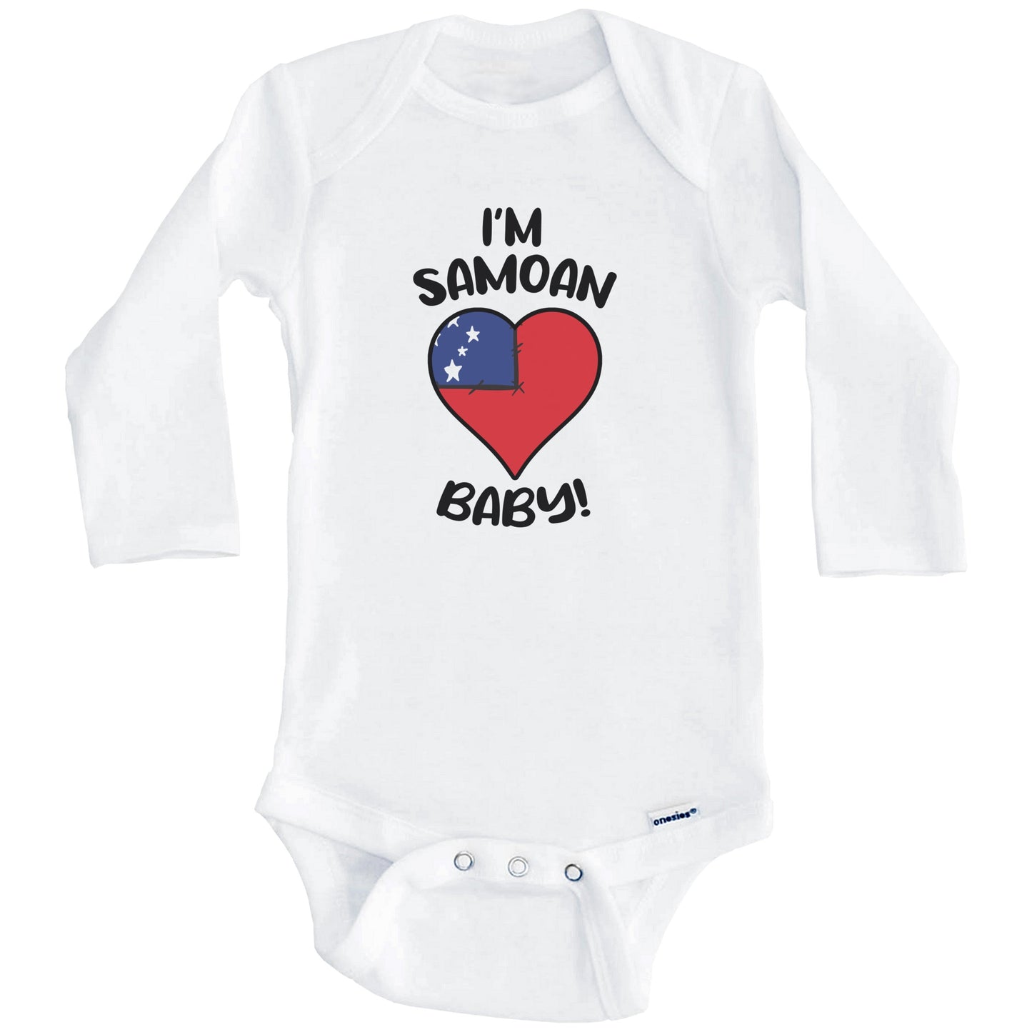I'm Samoan Baby Funny Samoa Flag Heart Baby Bodysuit (Long Sleeves)