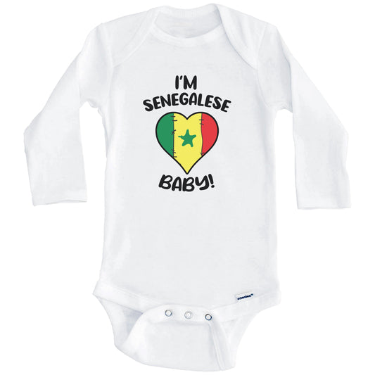 I'm Senegalese Baby Funny Senegal Flag Heart Baby Bodysuit (Long Sleeves)