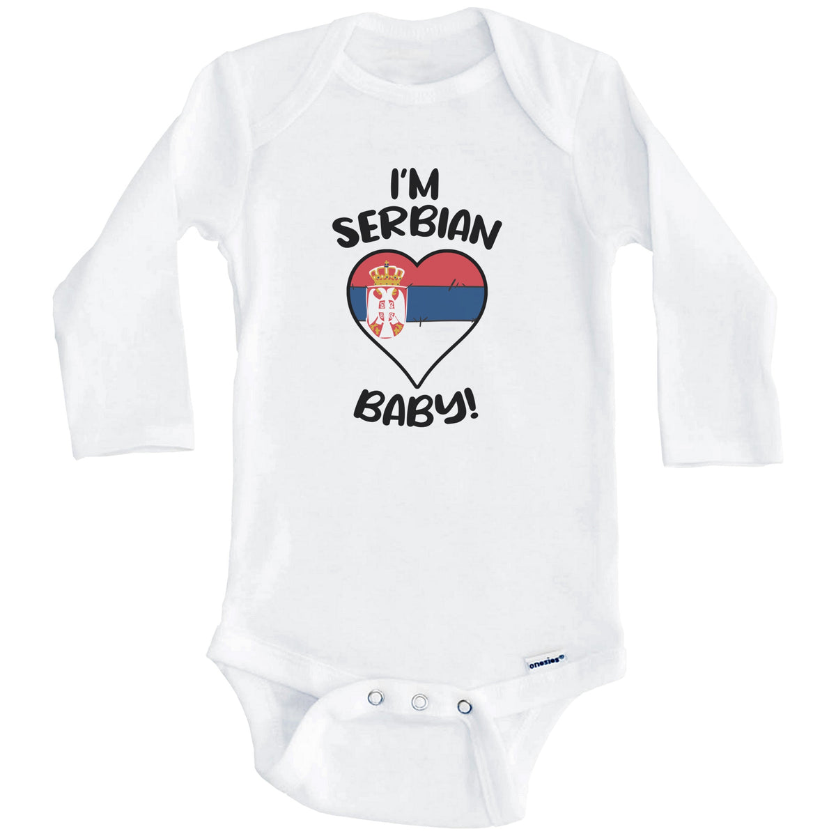 I'm Serbian Baby Funny Serbia Flag Heart Baby Bodysuit (Long Sleeves)