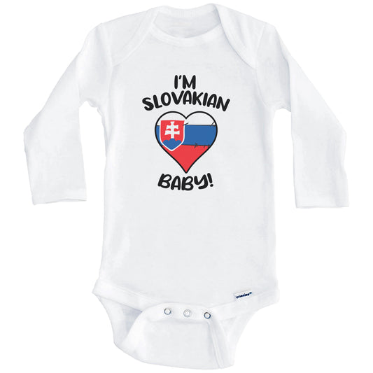 I'm Slovakian Baby Funny Slovakia Flag Heart Baby Bodysuit (Long Sleeves)