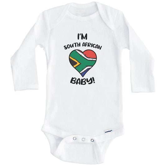 I'm South African Baby Funny South Africa Flag Heart Baby Bodysuit (Long Sleeves)