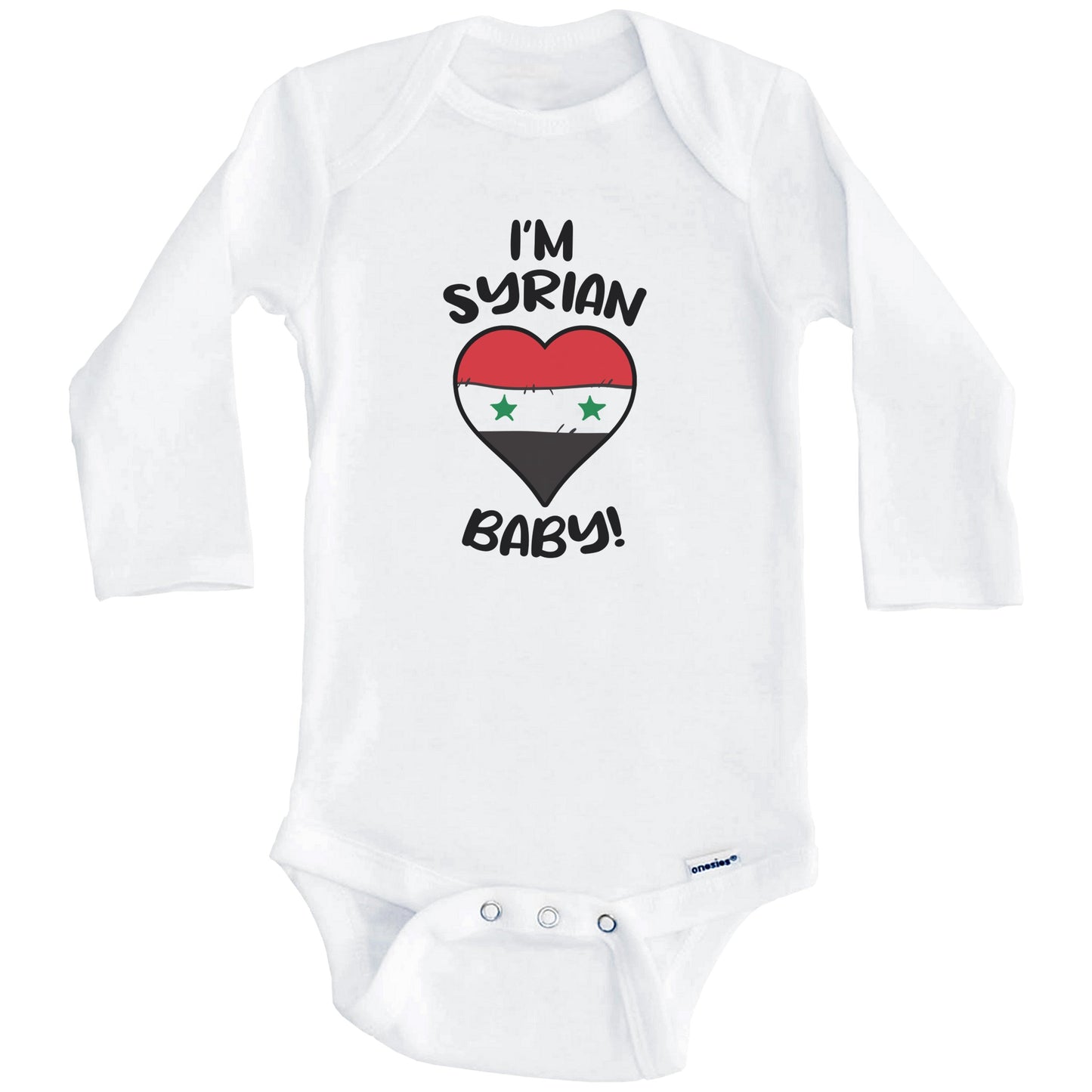 I'm Syrian Baby Funny Syria Flag Heart Baby Bodysuit (Long Sleeves)