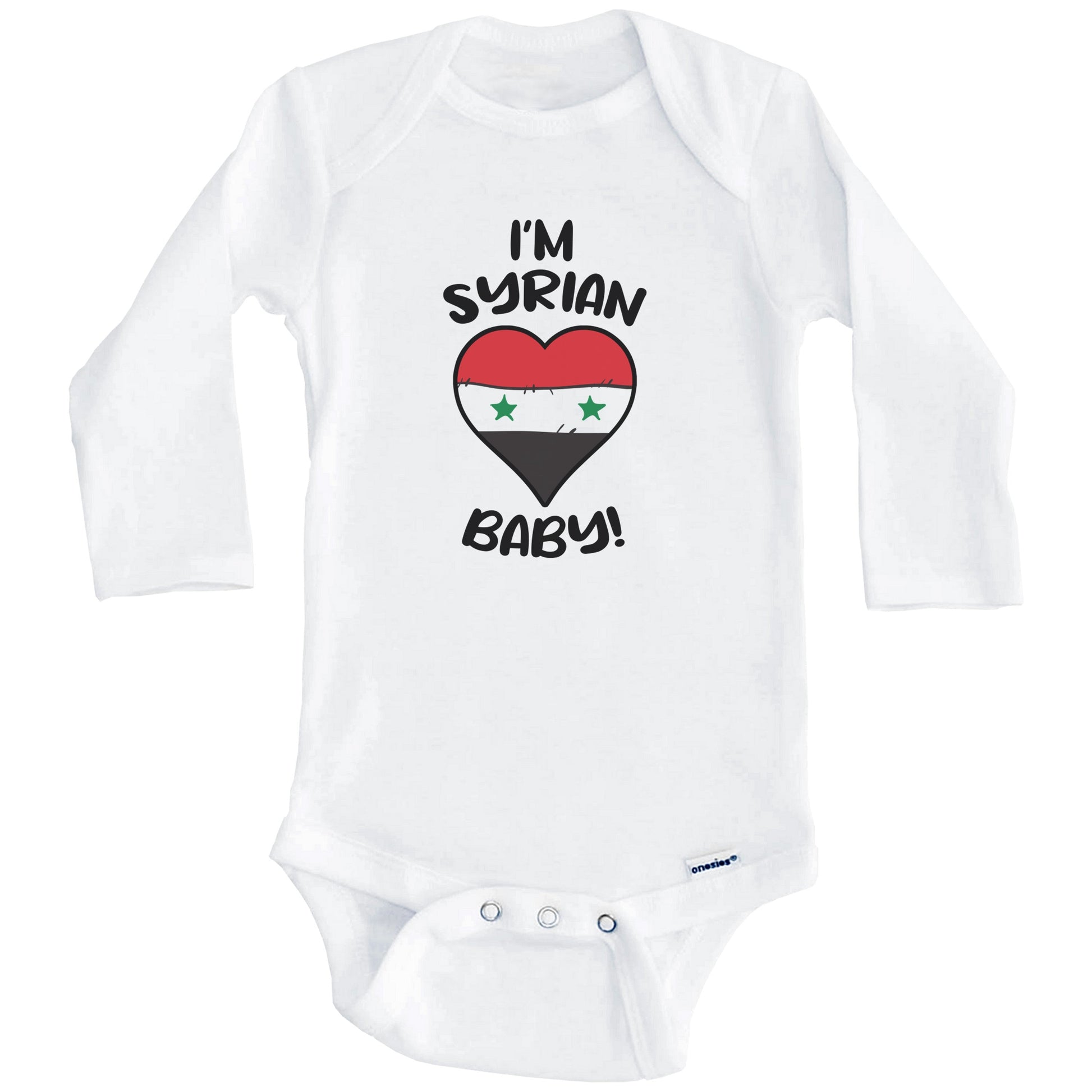 I'm Syrian Baby Funny Syria Flag Heart Baby Bodysuit (Long Sleeves)