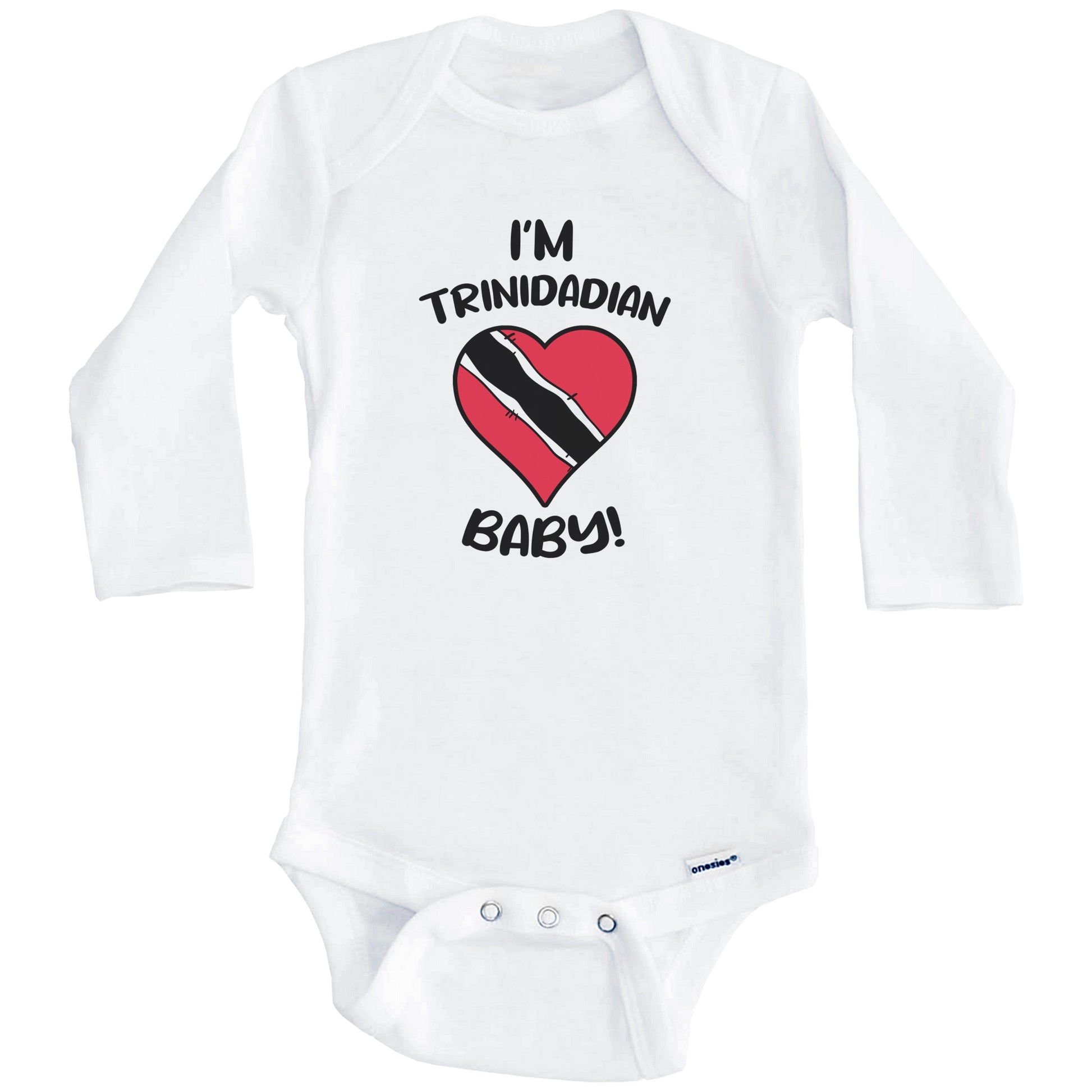 I'm Trinidadian Baby Funny Trinidad and Tobago Flag Heart Baby Bodysuit (Long Sleeves)