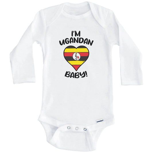 I'm Ugandan Baby Funny Uganda Flag Heart Baby Bodysuit (Long Sleeves)