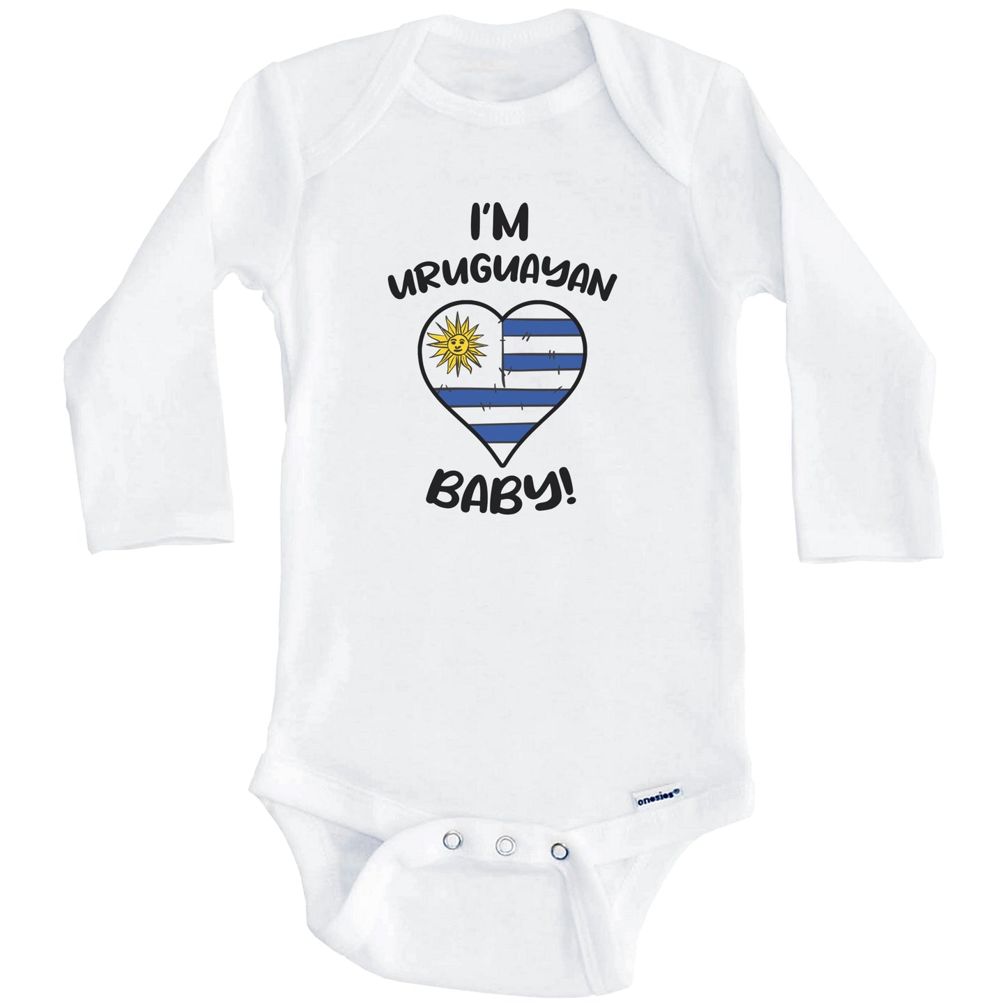I'm Uruguayan Baby Funny Uruguay Flag Heart Baby Bodysuit (Long Sleeves)