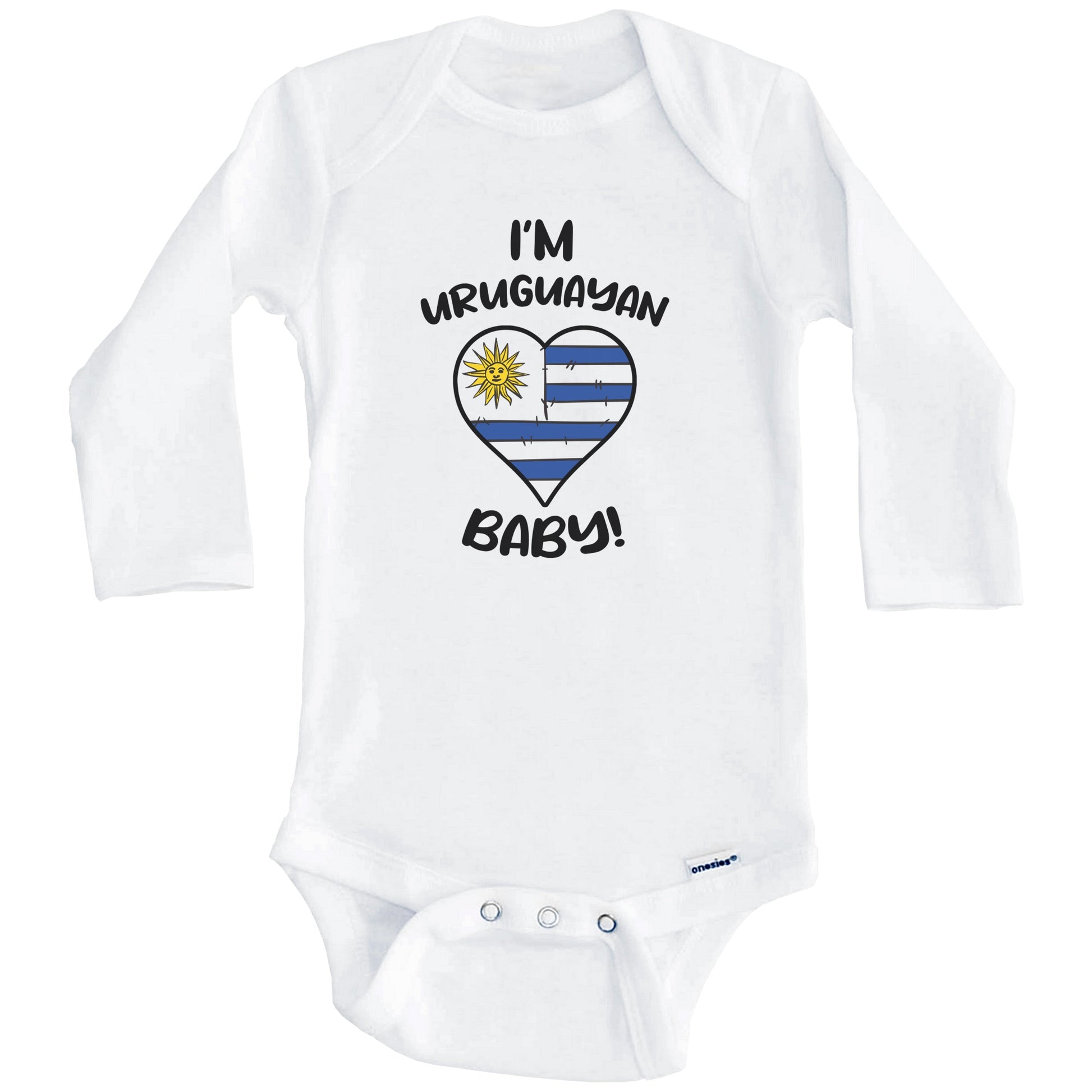 I'm Uruguayan Baby Funny Uruguay Flag Heart Baby Bodysuit (Long Sleeves)