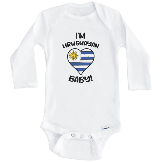 I'm Uruguayan Baby Funny Uruguay Flag Heart Baby Bodysuit (Long Sleeves)
