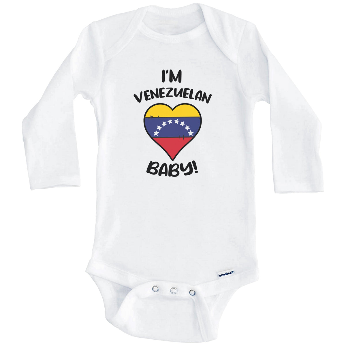 I'm Venezuelan Baby Funny Venezuela Flag Heart Baby Bodysuit (Long Sleeves)
