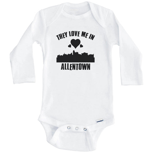 They Love Me In Allentown Pennsylvania Hearts Skyline One Piece Baby Bodysuit (Long Sleeves)