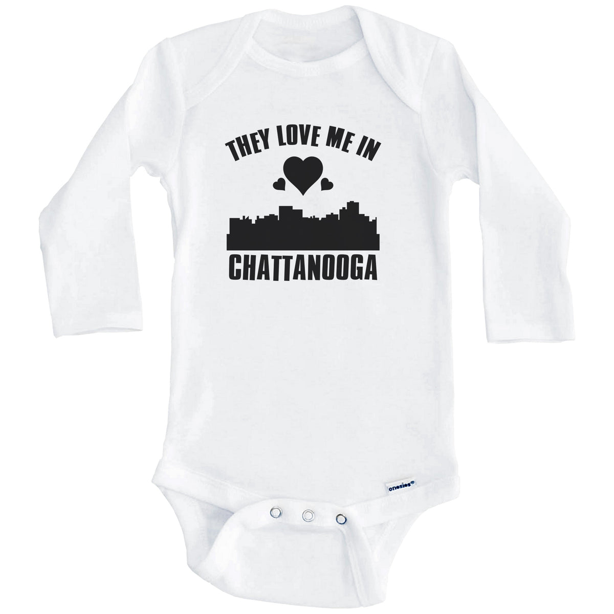 They Love Me In Chattanooga Tennessee Hearts Skyline One Piece Baby Bodysuit (Long Sleeves)