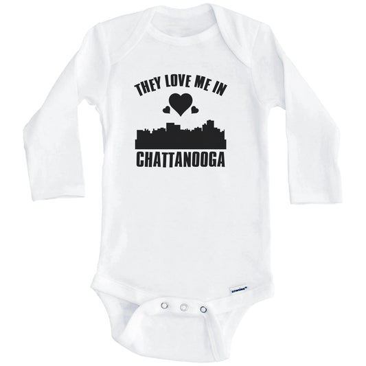 They Love Me In Chattanooga Tennessee Hearts Skyline One Piece Baby Bodysuit (Long Sleeves)
