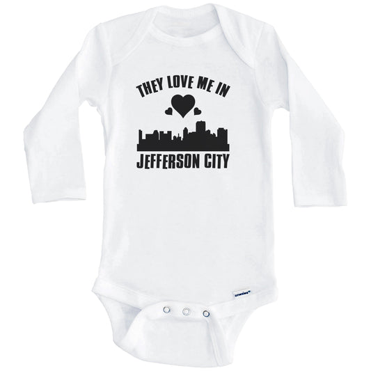 They Love Me In Jefferson City Missouri Hearts Skyline One Piece Baby Bodysuit (Long Sleeves)