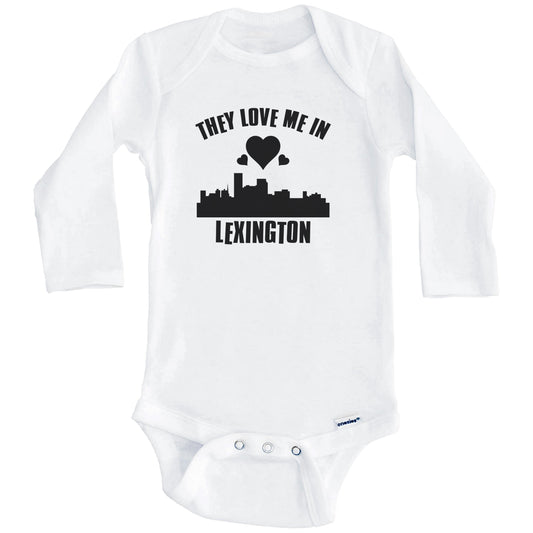 They Love Me In Lexington Kentucky Hearts Skyline One Piece Baby Bodysuit (Long Sleeves)