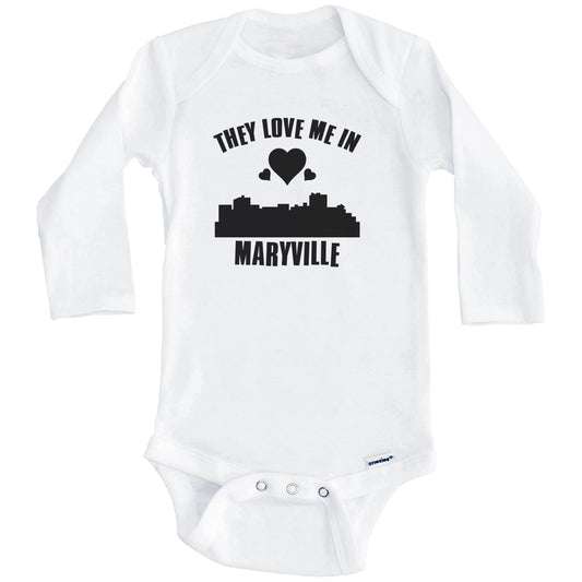 They Love Me In Maryville Tennessee Hearts Skyline One Piece Baby Bodysuit (Long Sleeves)
