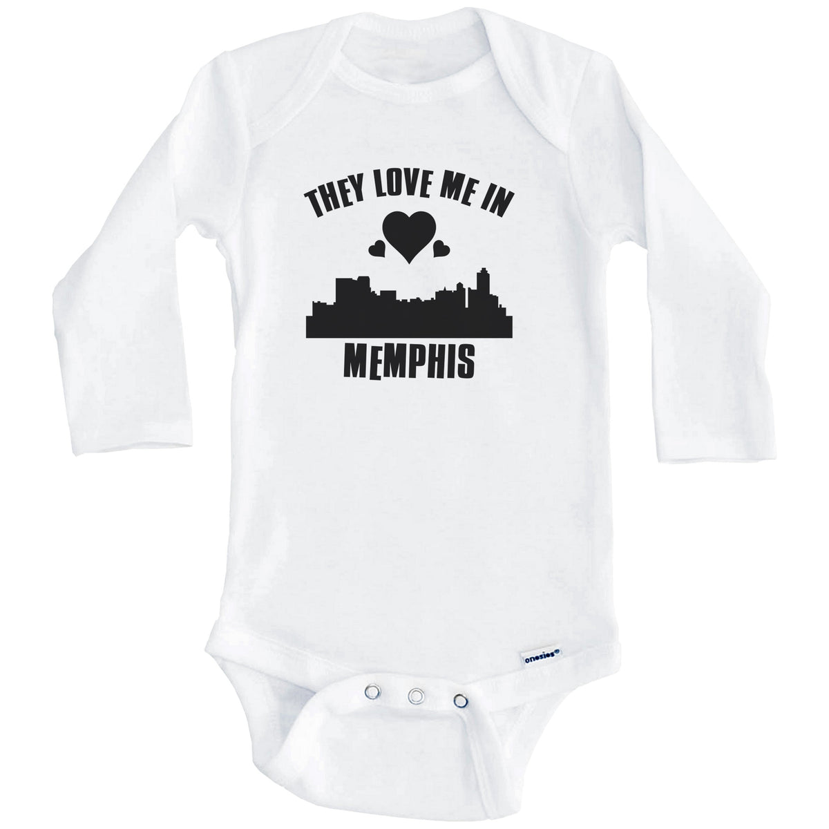 They Love Me In Memphis Tennessee Hearts Skyline One Piece Baby Bodysuit (Long Sleeves)