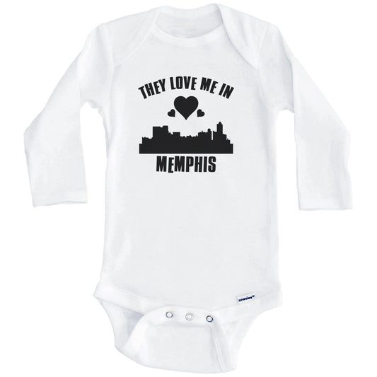They Love Me In Memphis Tennessee Hearts Skyline One Piece Baby Bodysuit (Long Sleeves)