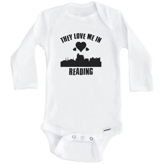 They Love Me In Reading Pennsylvania Hearts Skyline One Piece Baby Bodysuit (Long Sleeves)