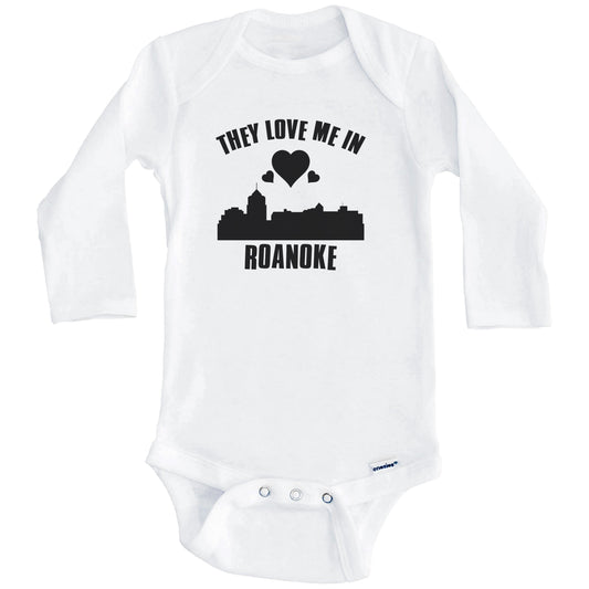 They Love Me In Roanoke Virginia Hearts Skyline One Piece Baby Bodysuit (Long Sleeves)