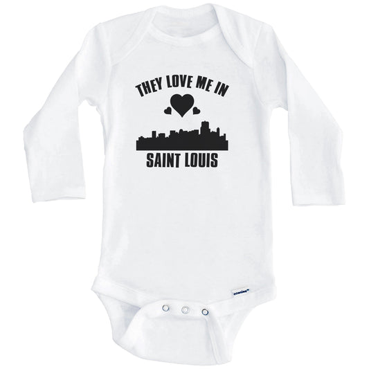 They Love Me In Saint Louis Missouri Hearts Skyline One Piece Baby Bodysuit (Long Sleeves)