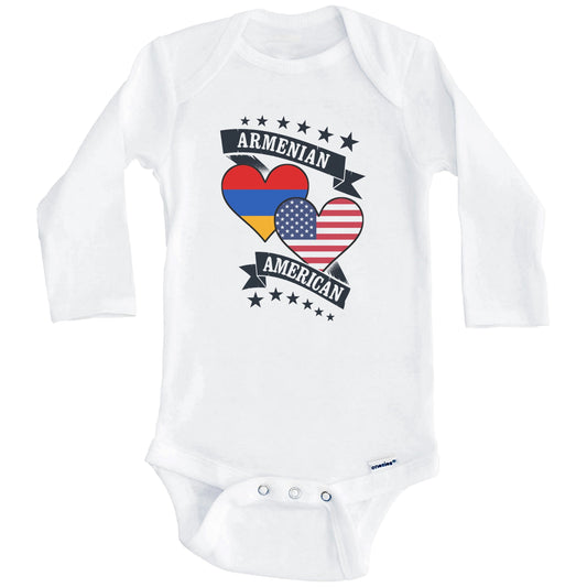 Armenian American Heart Flags Armenia America Baby Bodysuit (Long Sleeves)