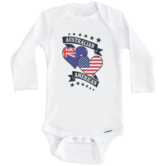 Australian American Heart Flags Australia America Baby Bodysuit (Long Sleeves)